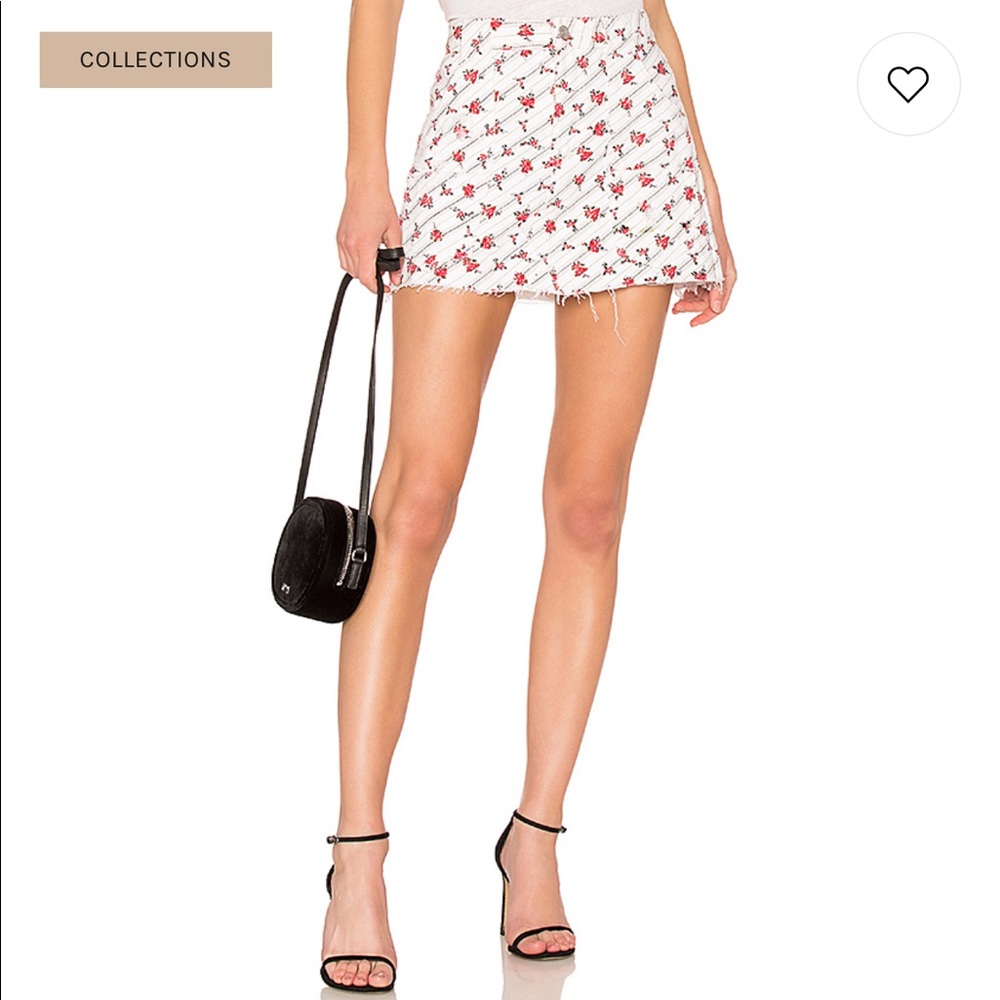 RE/DONE floral white denim mini skirt